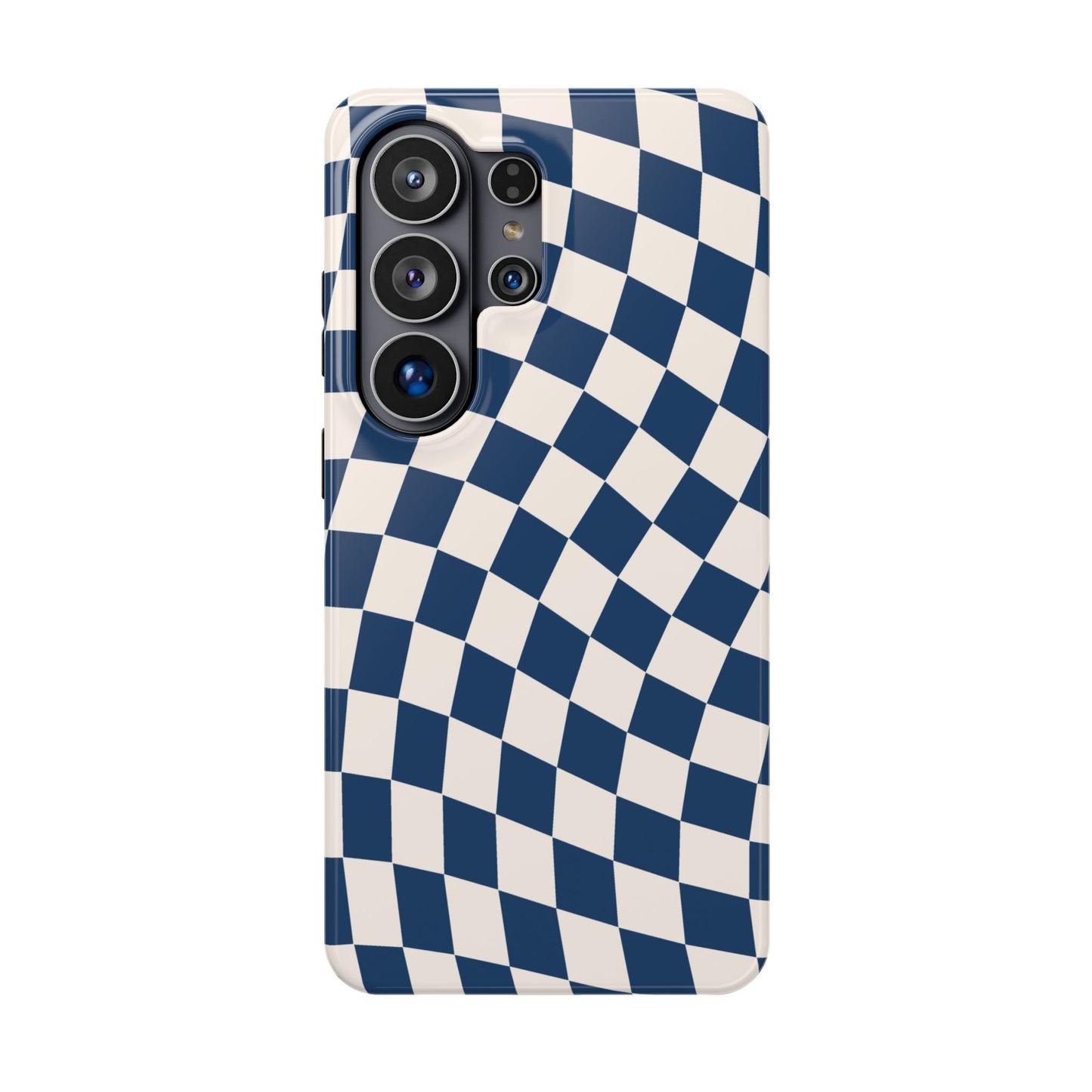 Navy & Beige Wavy Checkered Samsung Case
