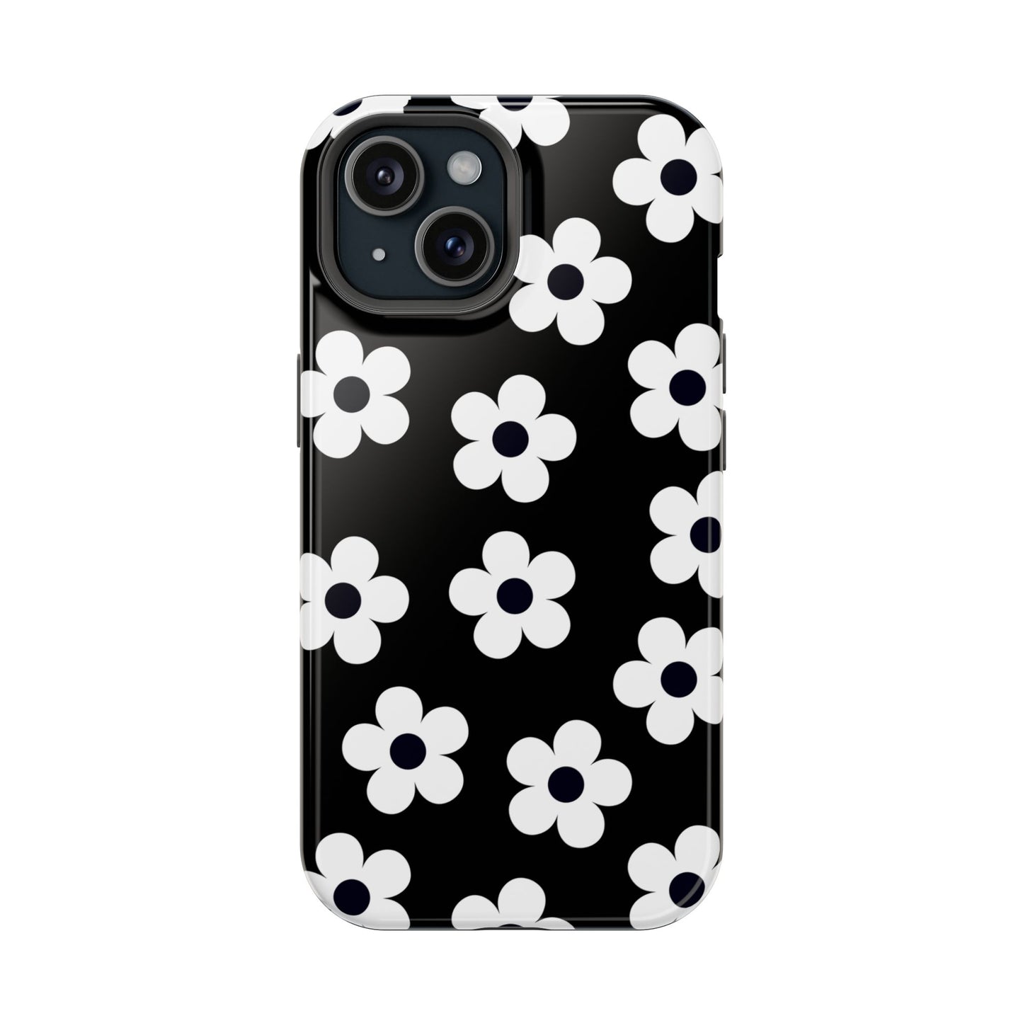 Black Retro Flowers iPhone Case