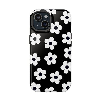 Black Retro Flowers iPhone Case