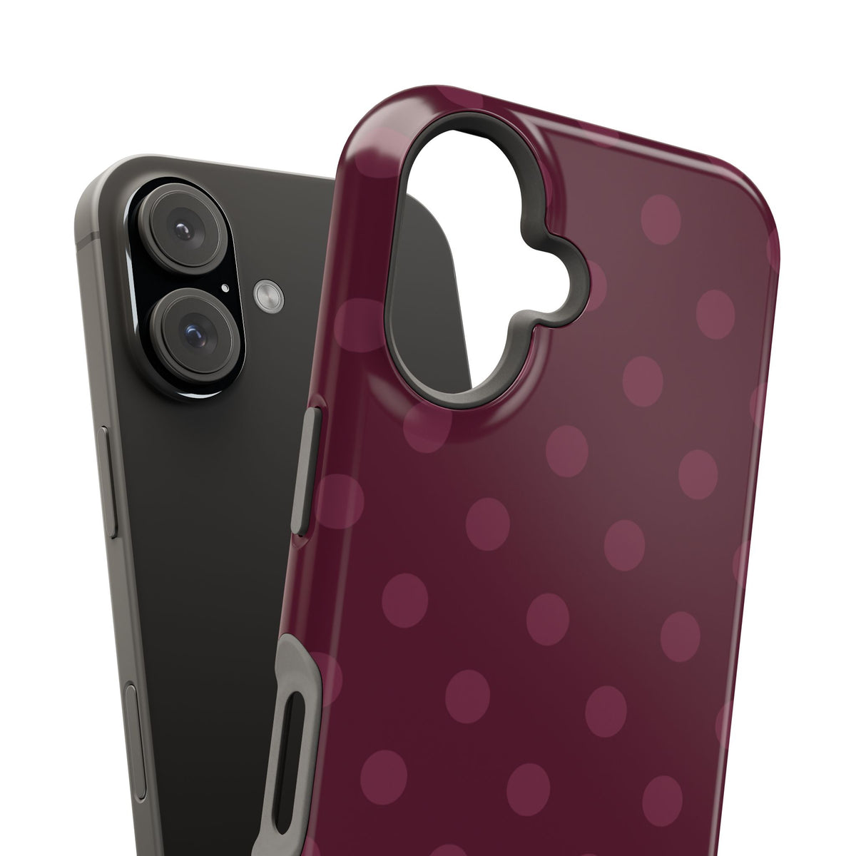 Custom Initials Plum Polka Dots iPhone Case