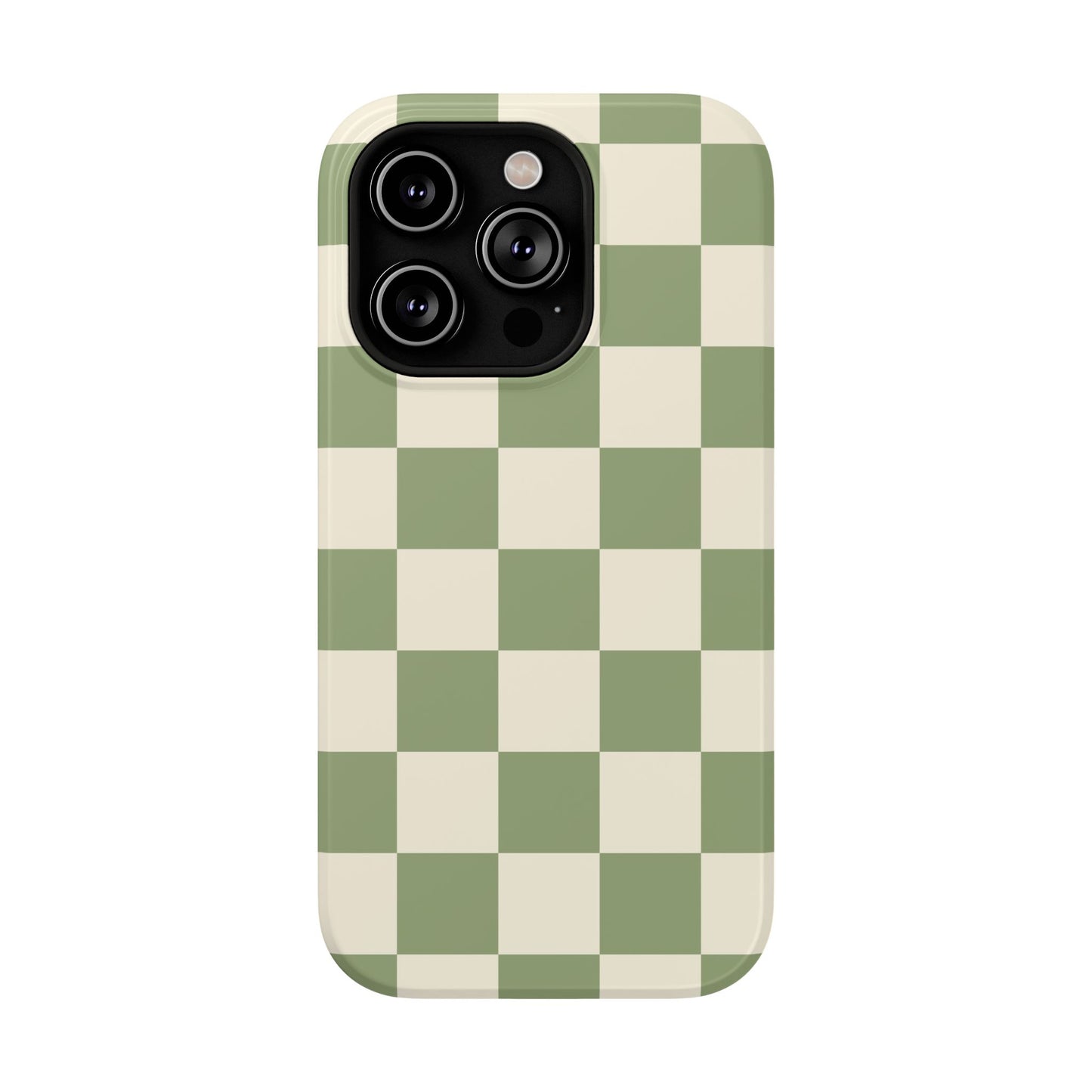 Green & Beige Checkered iPhone Case