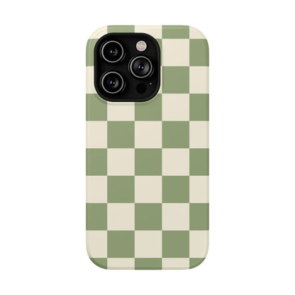 Green & Beige Checkered iPhone Case