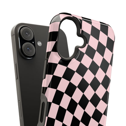 Pink & Black Wavy Checkered iPhone Case