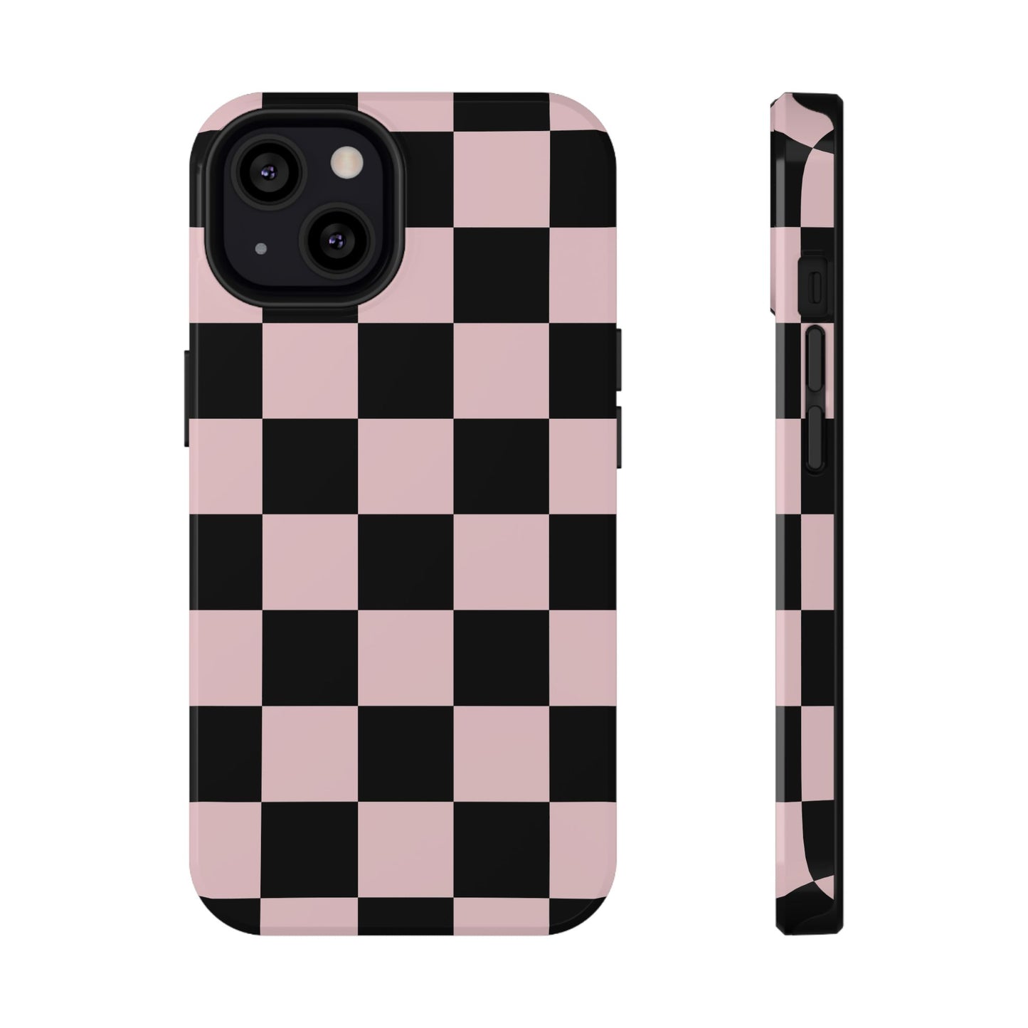 Pink & Black Checkered iPhone Case
