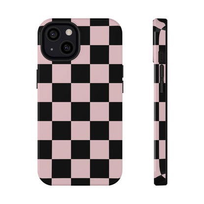 Pink & Black Checkered iPhone Case