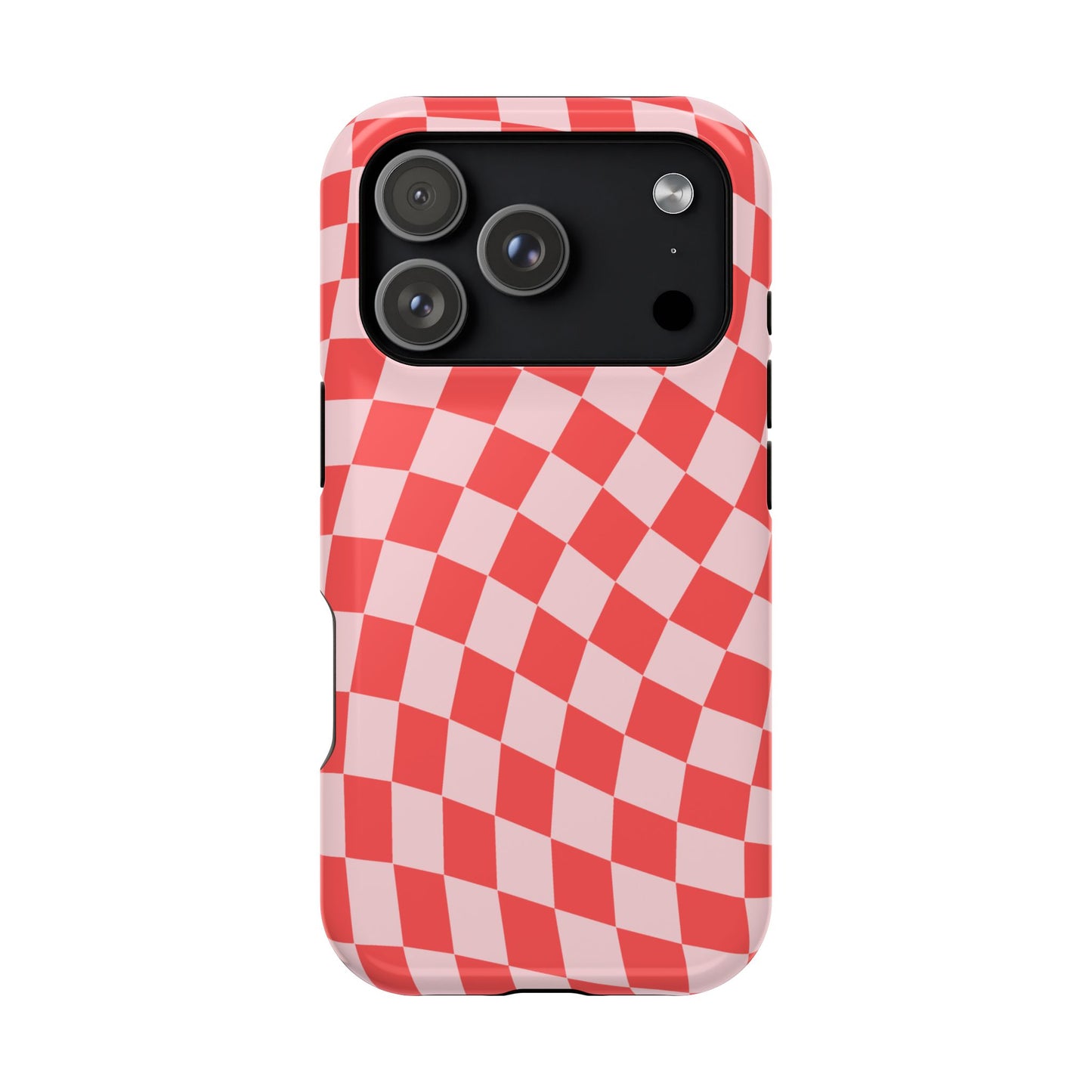 Red & Pink Wavy Checkered iPhone Case