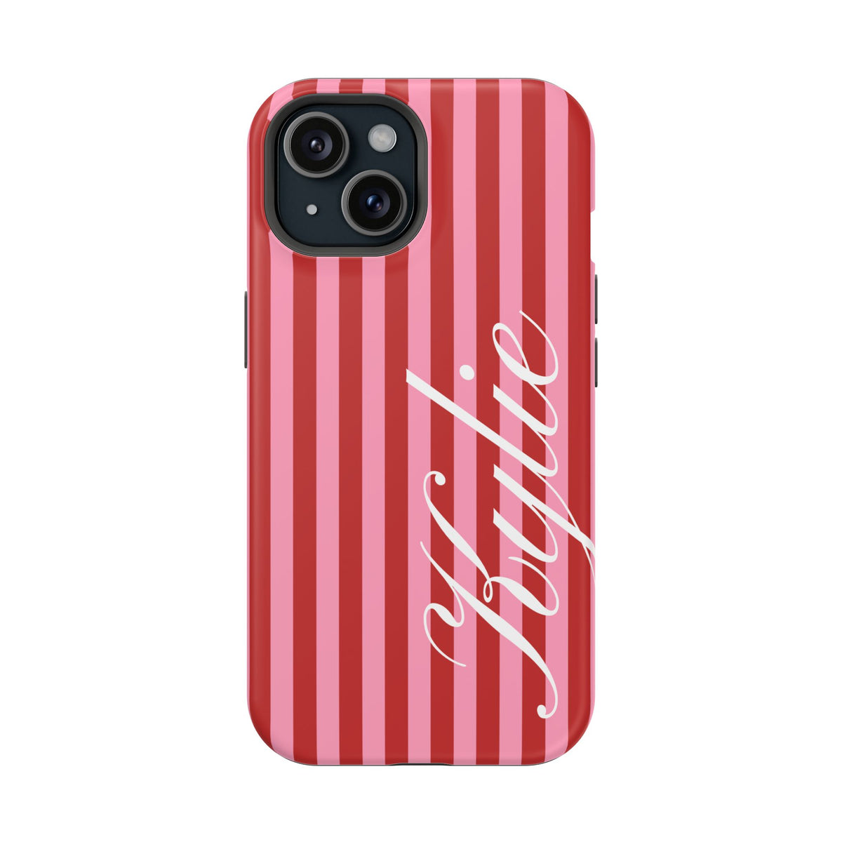 Personalized Cherry Blush Stripes iPhone Case