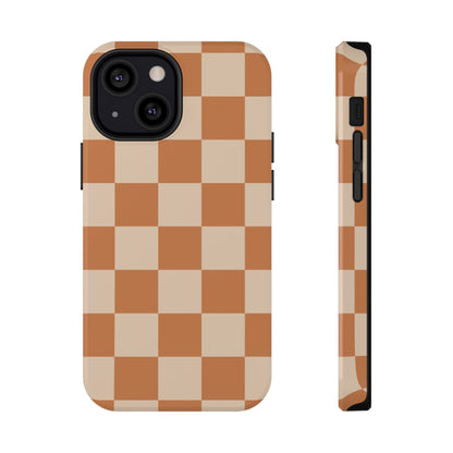 Dark Orange Checkered iPhone Case