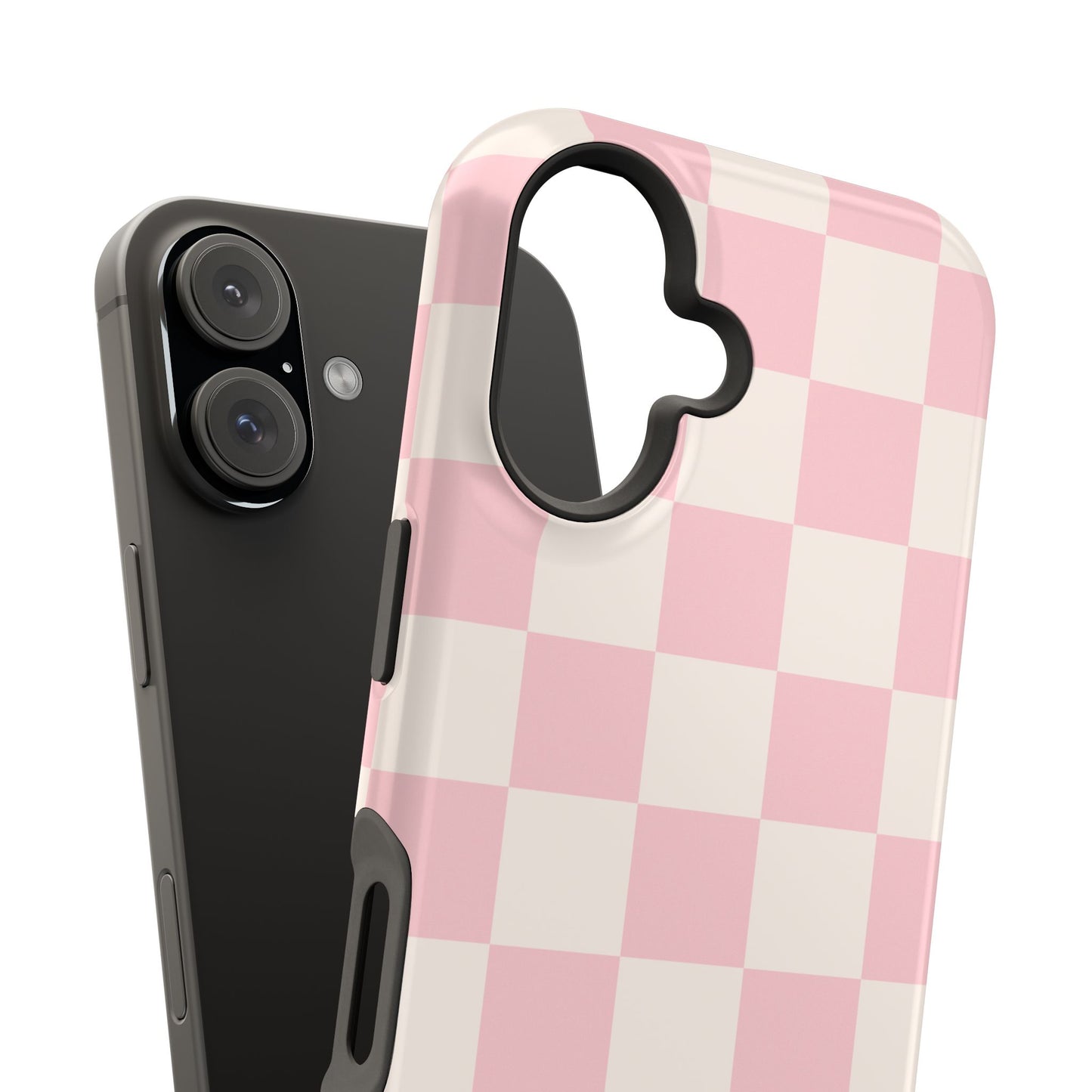 Light Pink & Beige Checkered iPhone Case