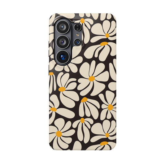 Black Retro Flowers Samsung Case