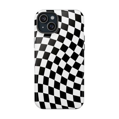 Black Wavy Checkered iPhone Case