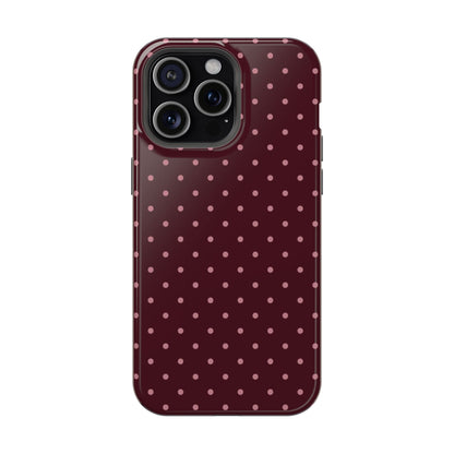 Burgundy & Pink Mini Dots iPhone Case