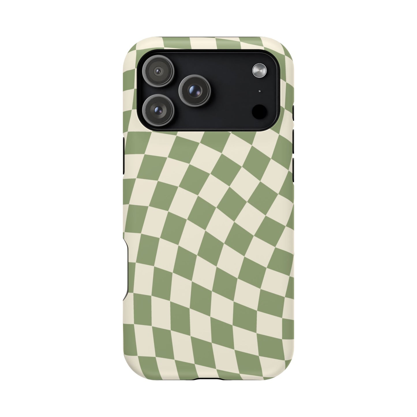 Green & Beige Wavy Checkered iPhone Case