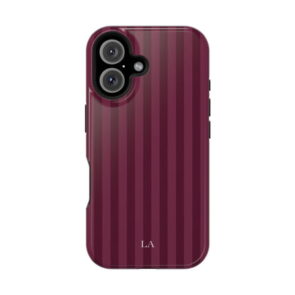 Custom Initials Plum Stripes iPhone Case