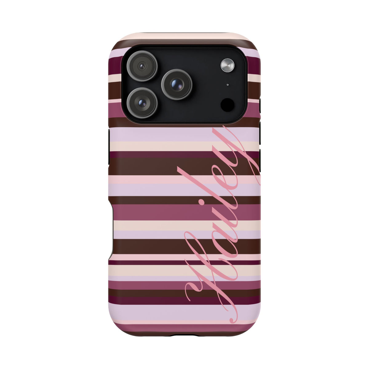Custom Berry Mocha Stripes iPhone Case