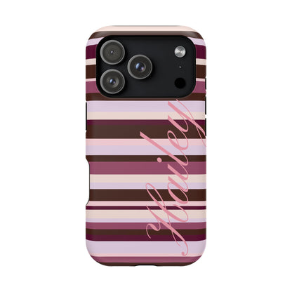 Custom Berry Mocha Stripes iPhone Case