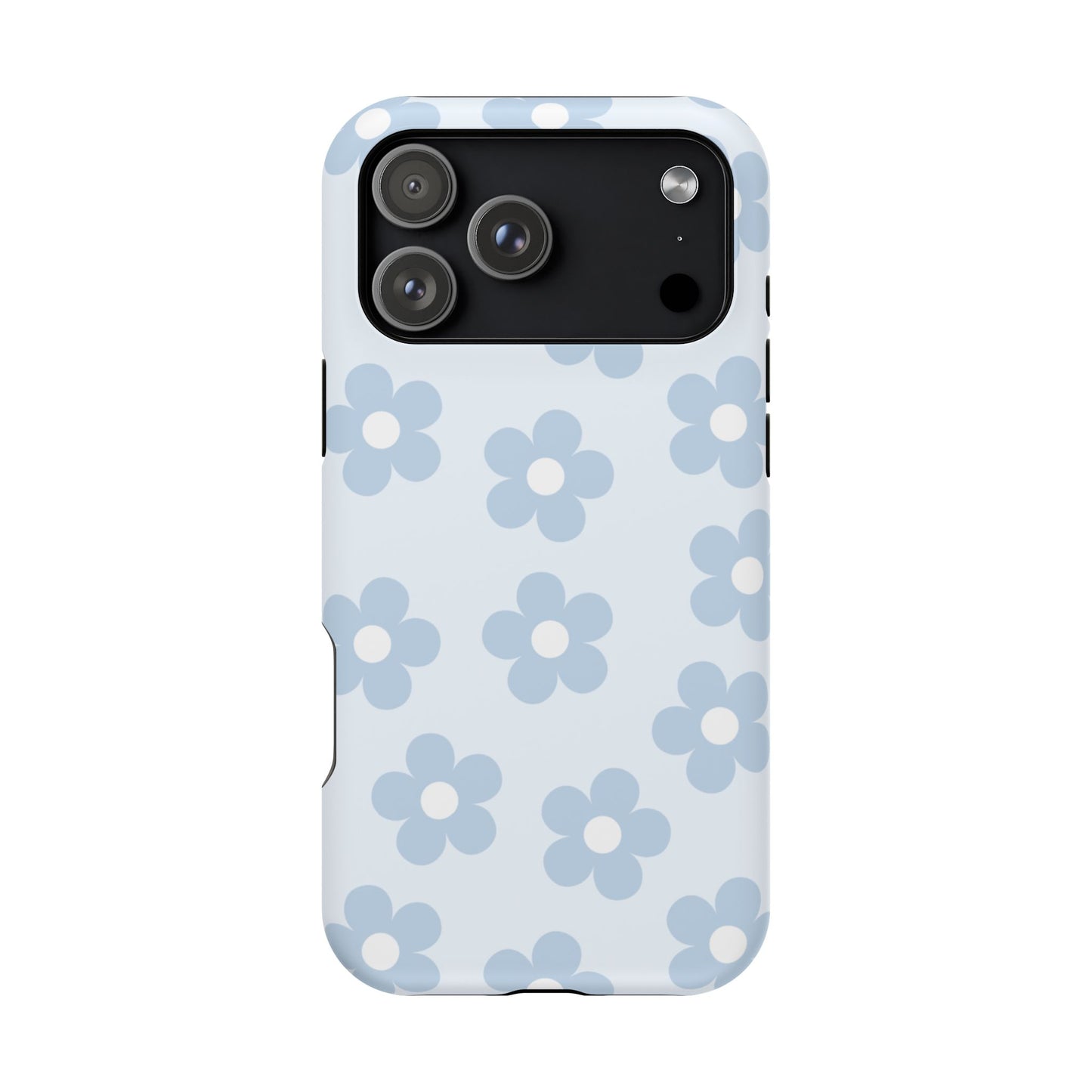 Light Blue Retro Flowers iPhone Case