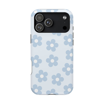 Light Blue Retro Flowers iPhone Case