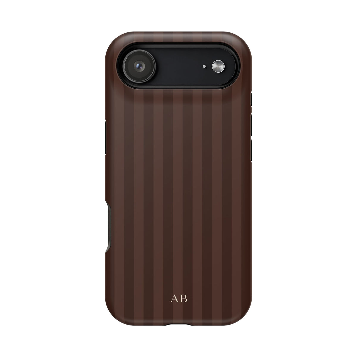 Custom Initials Mocha Stripes iPhone Case