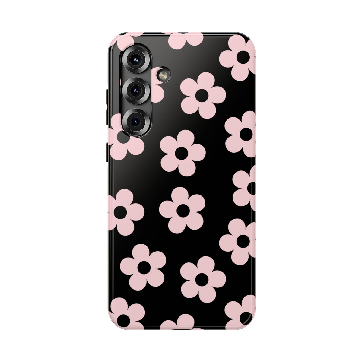 Black & Pink Retro Flowers Samsung Case