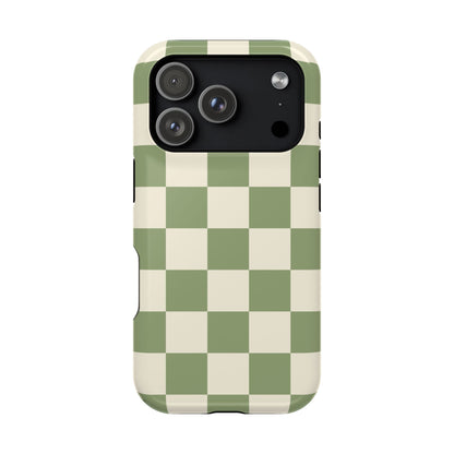 Green & Beige Checkered iPhone Case