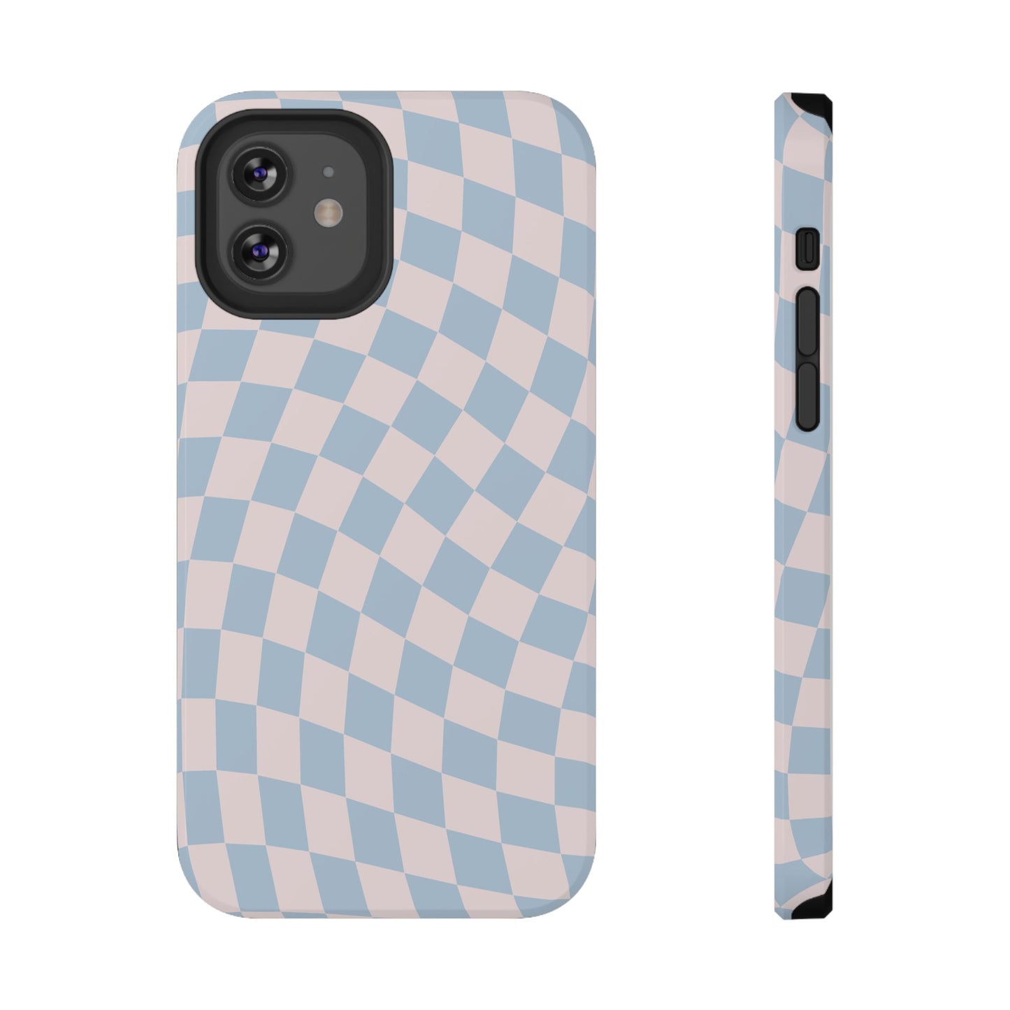 Pink & Blue Wavy Checkered iPhone Case