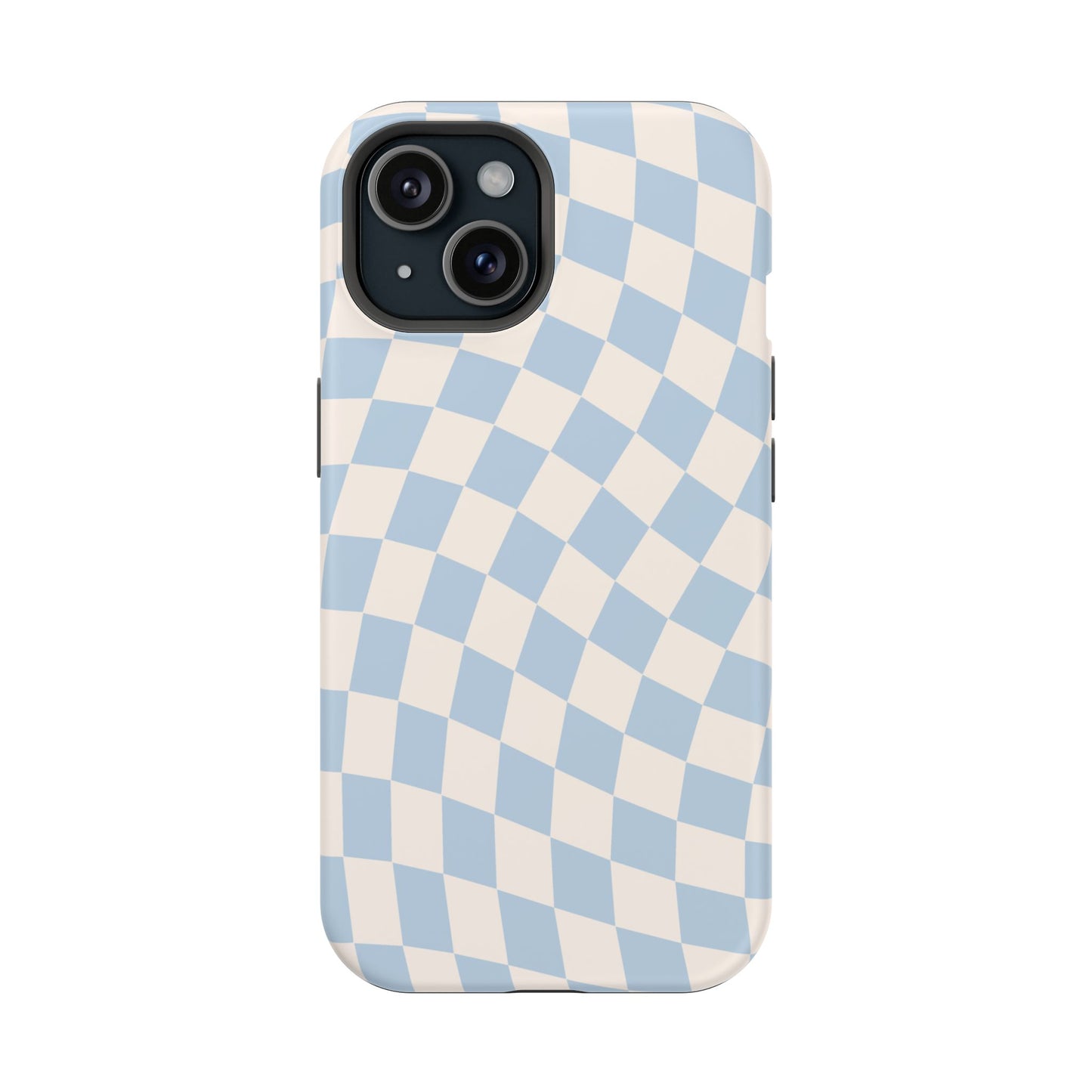 Blue & Beige Wavy Checkered iPhone Case