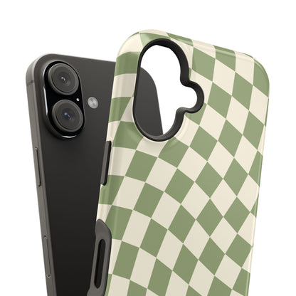 Green & Beige Wavy Checkered iPhone Case