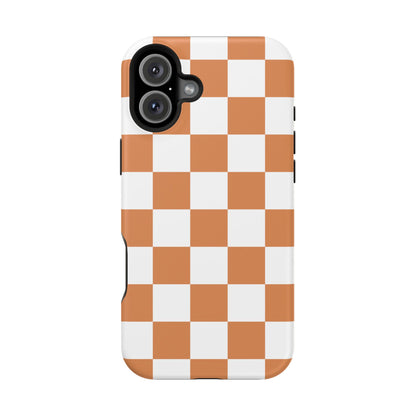 Dark Orange & White Checkered iPhone Case