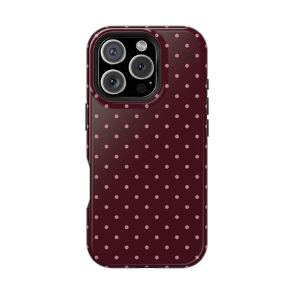 Burgundy & Pink Mini Dots iPhone Case