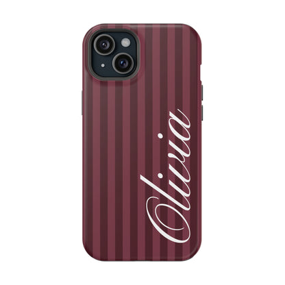 Custom Burgundy Stripes iPhone Case