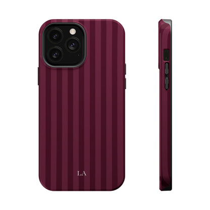 Custom Initials Plum Stripes iPhone Case
