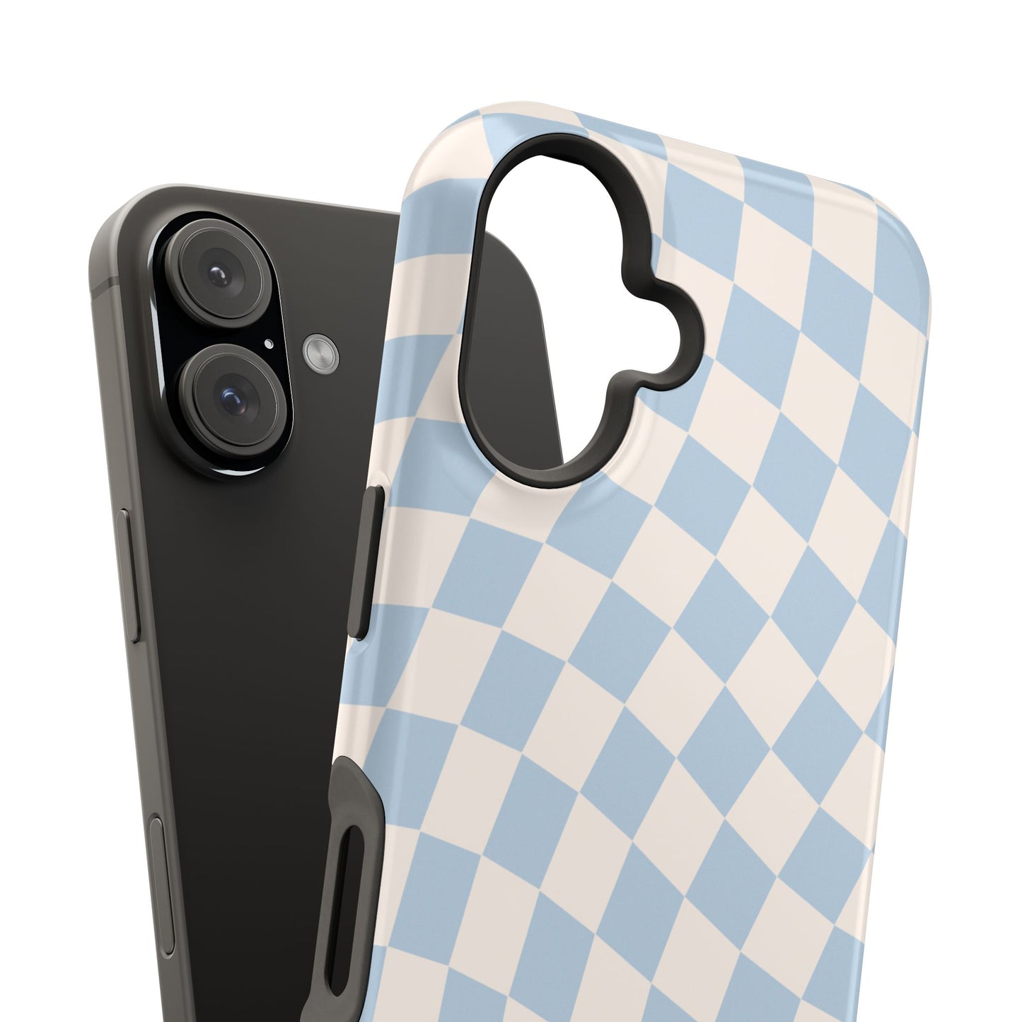 Blue & Beige Wavy Checkered iPhone Case