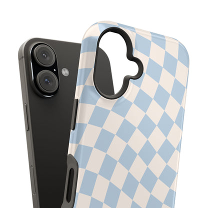 Blue & Beige Wavy Checkered iPhone Case