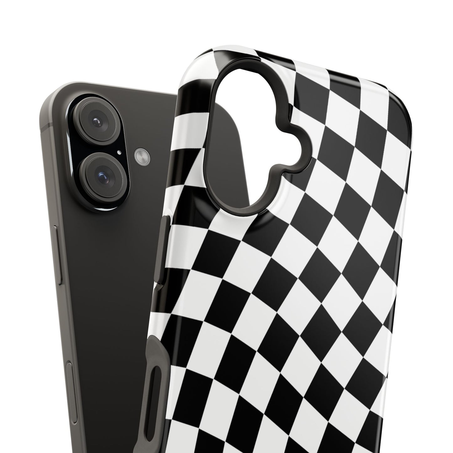 Black Wavy Checkered iPhone Case