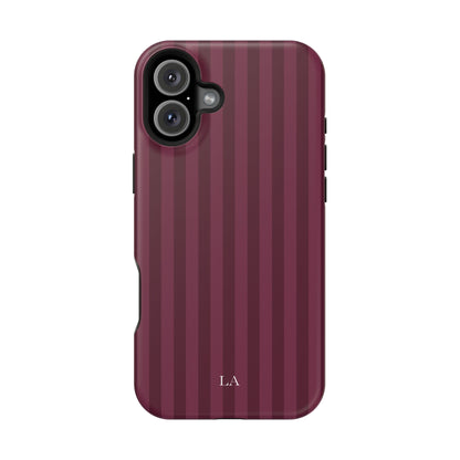 Custom Initials Plum Stripes iPhone Case