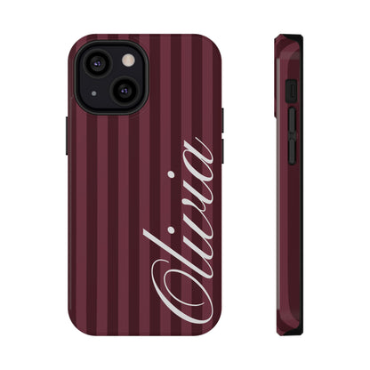 Custom Burgundy Stripes iPhone Case