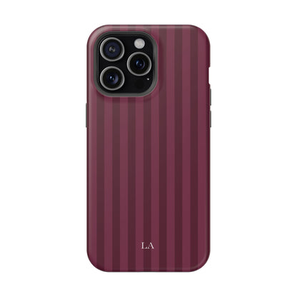 Custom Initials Plum Stripes iPhone Case