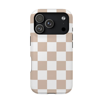 Beige & White Checkered iPhone Case