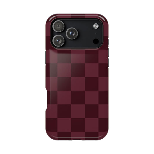 Burgundy Checkered iPhone Case