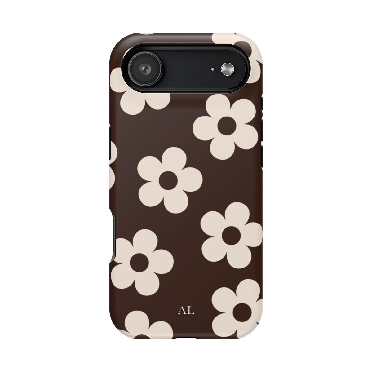 Custom Initials Cocoa Flowers iPhone Case
