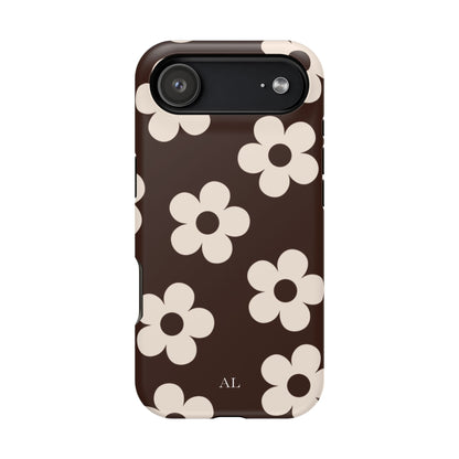 Custom Initials Cocoa Flowers iPhone Case