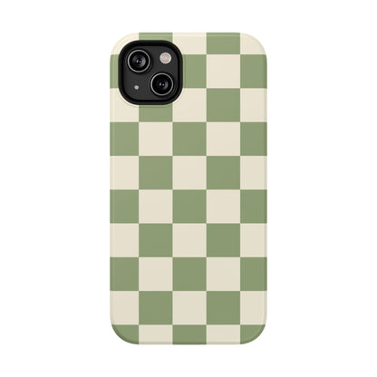 Green & Beige Checkered iPhone Case