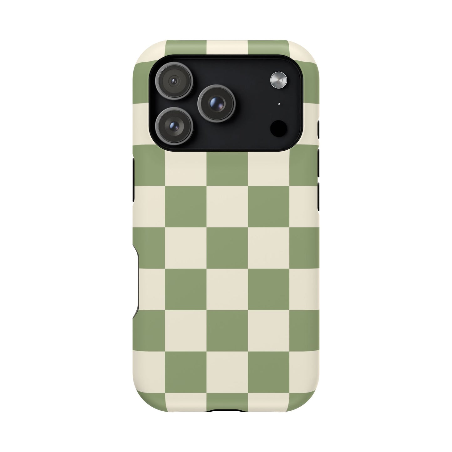 Green & Beige Checkered iPhone Case