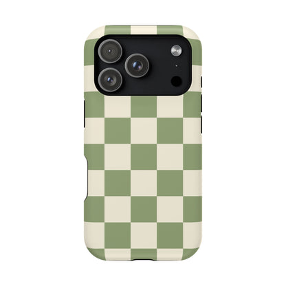 Green & Beige Checkered iPhone Case