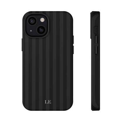 Custom Initials Black Stripes iPhone Case