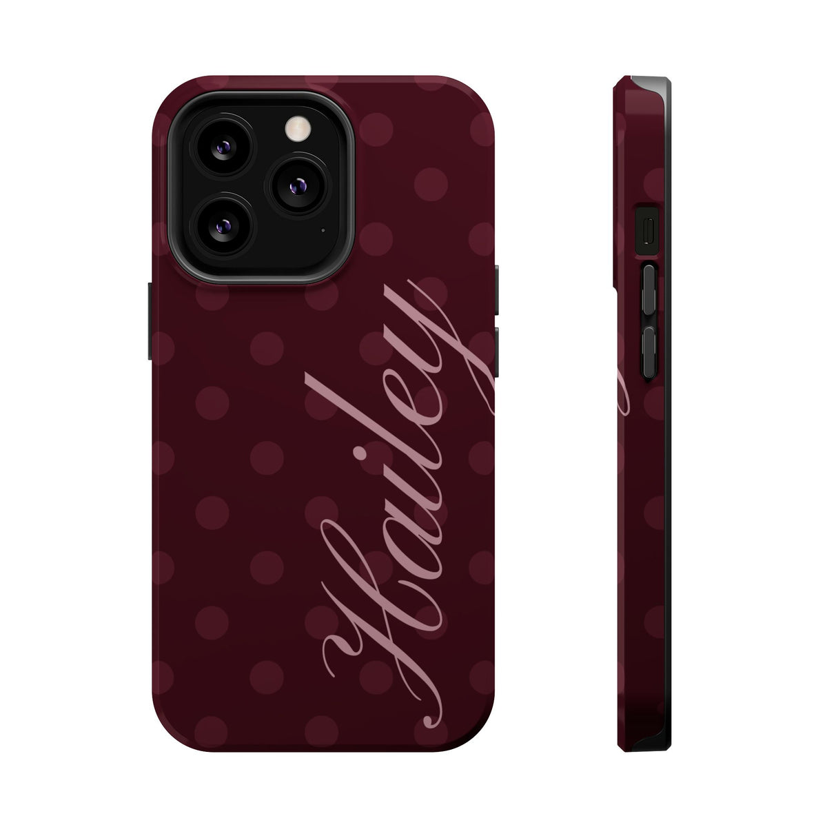 Custom Burgundy Polka Dots iPhone Case