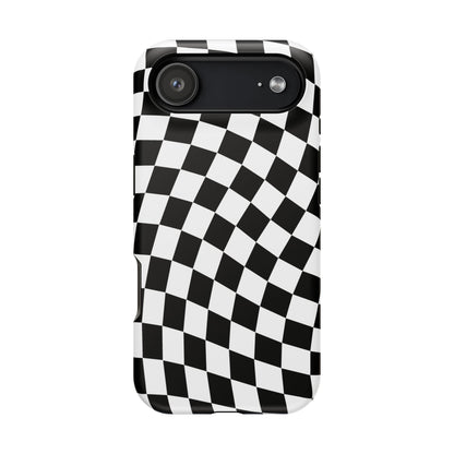 Black Wavy Checkered iPhone Case