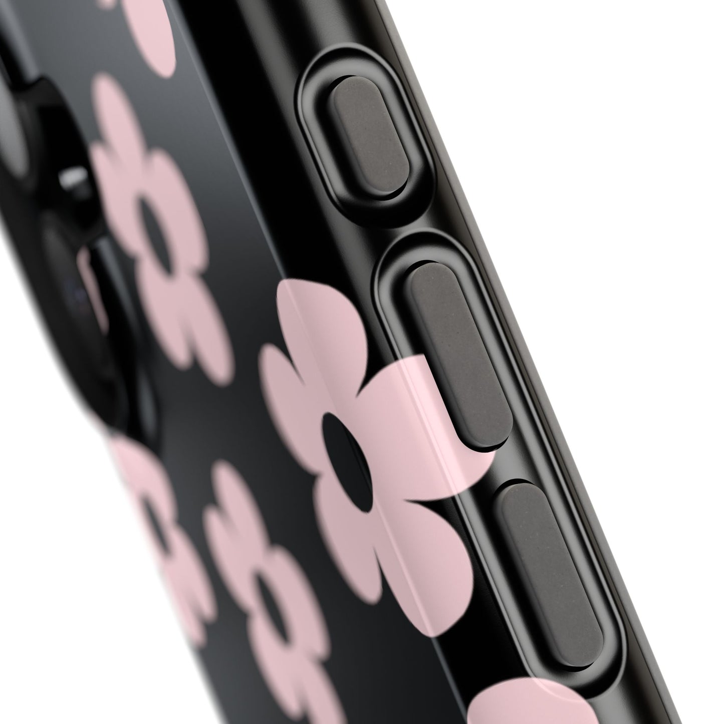 Black & Pink Retro Flowers iPhone Case