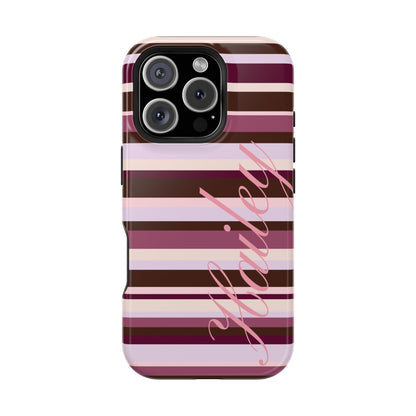 Custom Berry Mocha Stripes iPhone Case